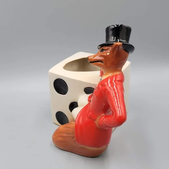Vintage Jim Beam Fox Swizzle Stick Holder 1981 Dice Ceramic - Picture 9 of 12